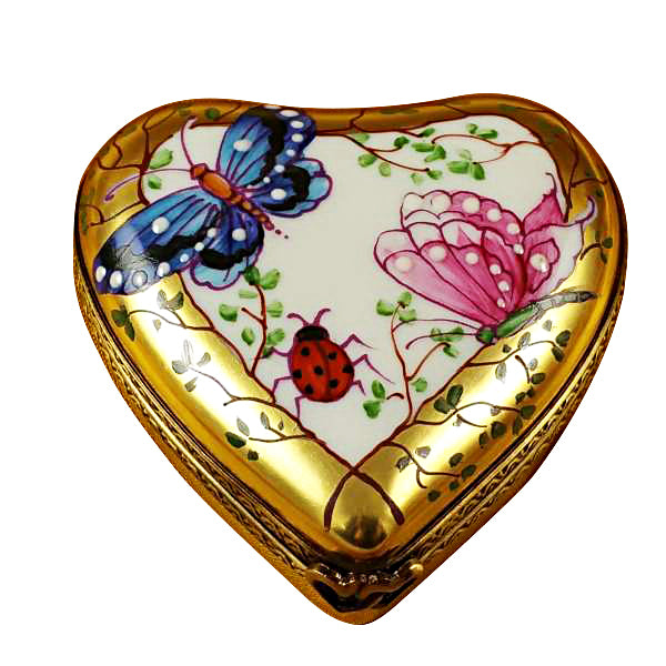 Load image into Gallery viewer, Rochard "Heart - Butterfly on Gold Base" Limoges Box