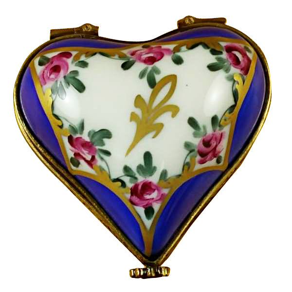 Load image into Gallery viewer, Rochard "Blue Heart with Flowers" Limoges Box