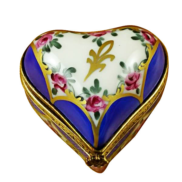 Load image into Gallery viewer, Rochard "Blue Heart with Flowers" Limoges Box