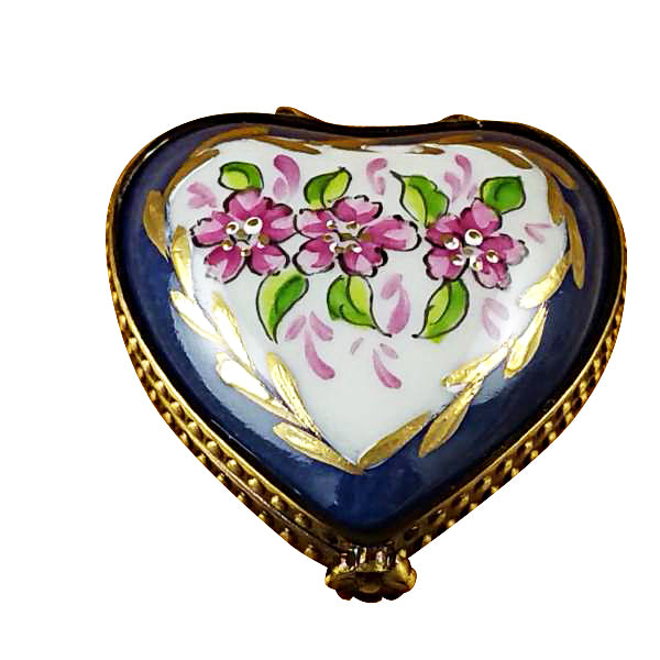 Load image into Gallery viewer, Rochard "Blue Heart Roses on Blue Base" Limoges Box