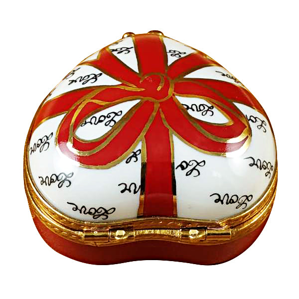 Load image into Gallery viewer, Rochard "Heart with Red Bow & Three Candies" Limoges Box