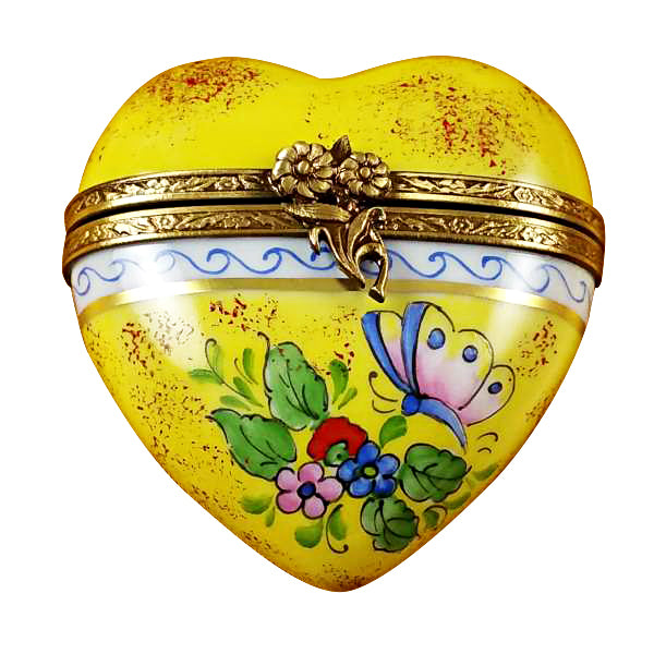 Load image into Gallery viewer, Rochard "Butterfly Heart - Yellow" Limoges Box