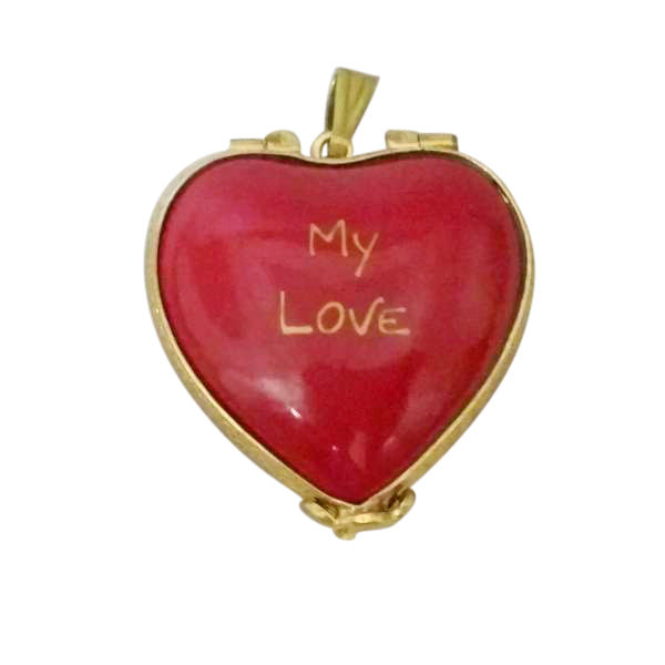 Load image into Gallery viewer, Rochard "Red "MY LOVE" Heart with Pendant" Limoges Box