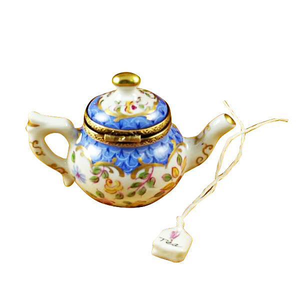 Load image into Gallery viewer, Rochard "Teapot Blue Scales with Tea Bag" Limoges Box