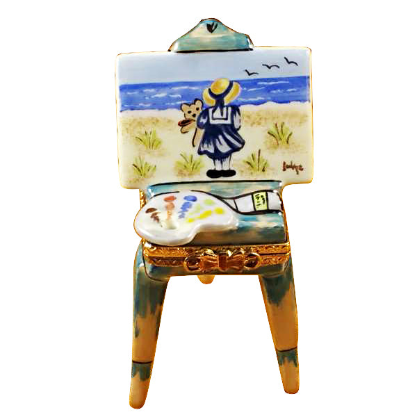 Load image into Gallery viewer, Rochard "Easel with Girl & Seashore" Limoges Box