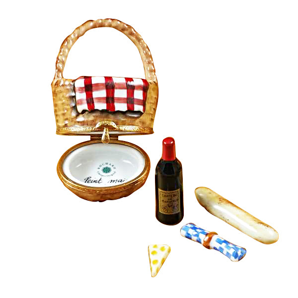 Load image into Gallery viewer, Rochard "Picnic Basket with Wine, Bread, Cheese & Napkin" Limoges Box
