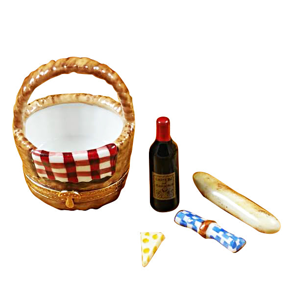 Load image into Gallery viewer, Rochard "Picnic Basket with Wine, Bread, Cheese & Napkin" Limoges Box