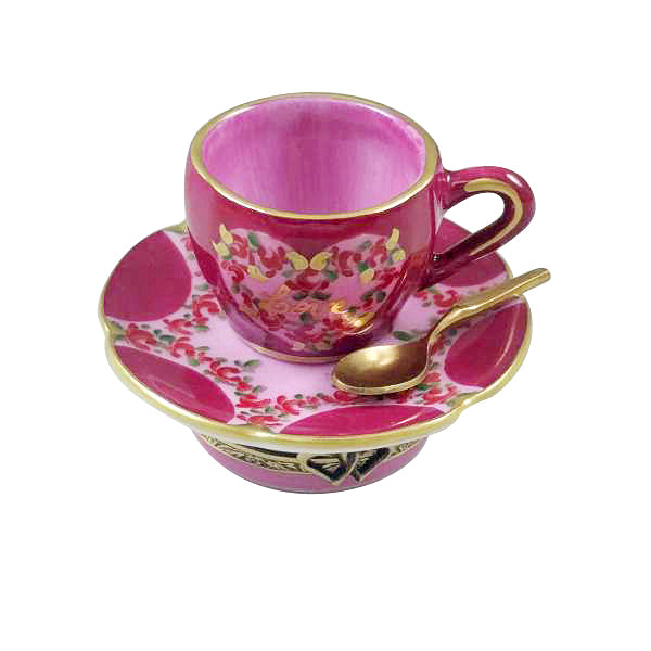 Load image into Gallery viewer, Rochard "Valentine's "LOVE" Tea Cup with Spoon and Heart Sugar Cube" Limoges Box