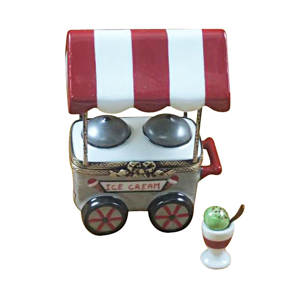 Load image into Gallery viewer, Rochard "Ice Cream Cart with Removable Ice Cream Cup with Spoon" Limoges Box