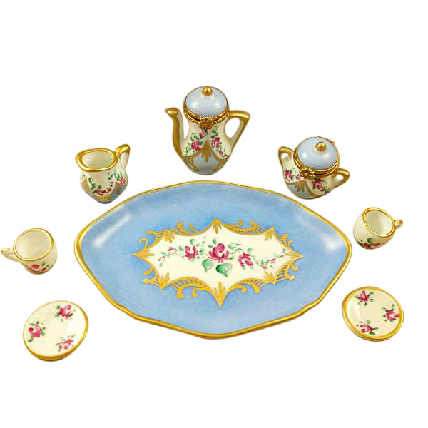 Load image into Gallery viewer, Rochard "Light Blue, 8 Piece Tea Set" Limoges Box