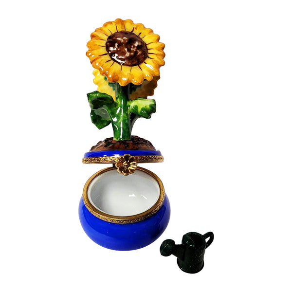Load image into Gallery viewer, Rochard "Sunflowers in a Pot with Removable Watering Can" Limoges Box