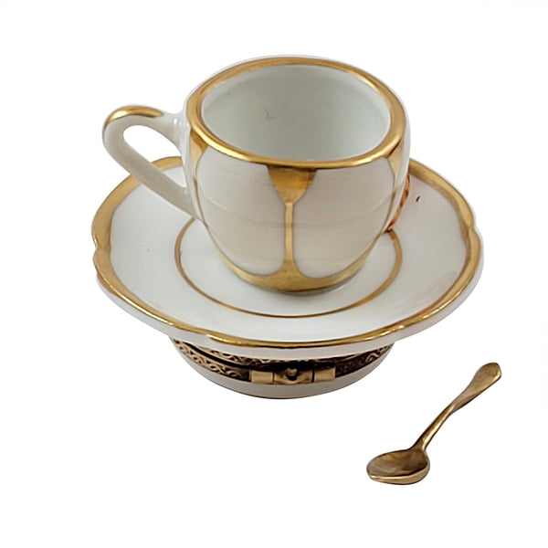 Load image into Gallery viewer, Rochard "Coffee Cup with Croissant & Spoon" Limoges Box