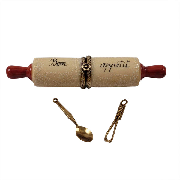 Load image into Gallery viewer, Rochard "Rolling Pin with Brass Whisk and Spoon" Limoges Box