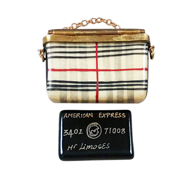 Load image into Gallery viewer, Rochard "Burberry Purse with Black American Express Credit Card" Limoges Box