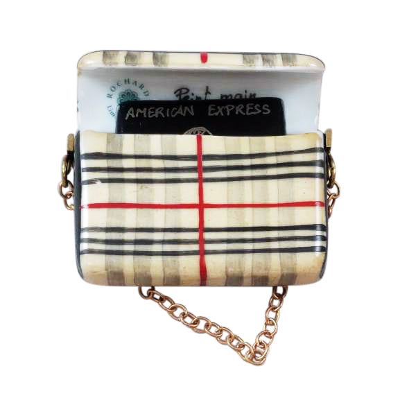 Load image into Gallery viewer, Rochard "Burberry Purse with Black American Express Credit Card" Limoges Box