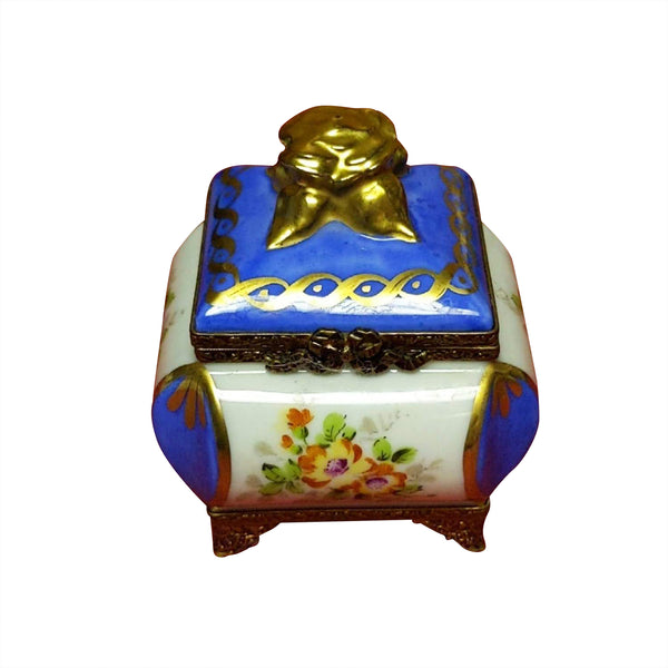 Load image into Gallery viewer, Blue & White Box with Perfume Bottles Limoges Box