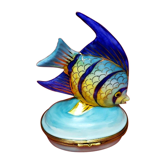 Load image into Gallery viewer, Blue & Yellow Fish Limoges Box