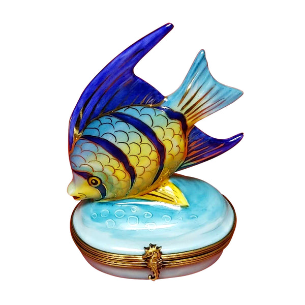 Load image into Gallery viewer, Blue & Yellow Fish Limoges Box