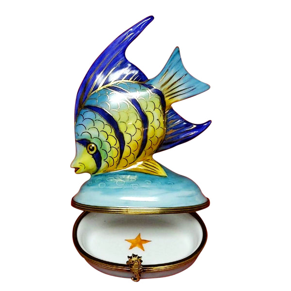 Load image into Gallery viewer, Blue & Yellow Fish Limoges Box