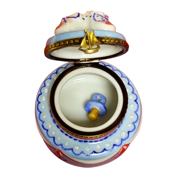 Load image into Gallery viewer, Nautical Cake with Baby Booties Limoges Box