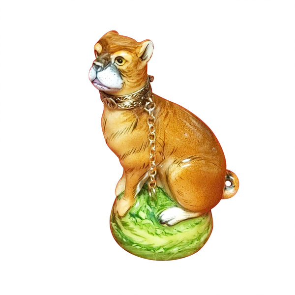 Load image into Gallery viewer, Boxer on Green Base - Hinged Around The Collar Limoges Box