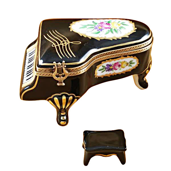 Load image into Gallery viewer, Rochard "Grand Piano Floral with Porcelain Bench" Limoges Box