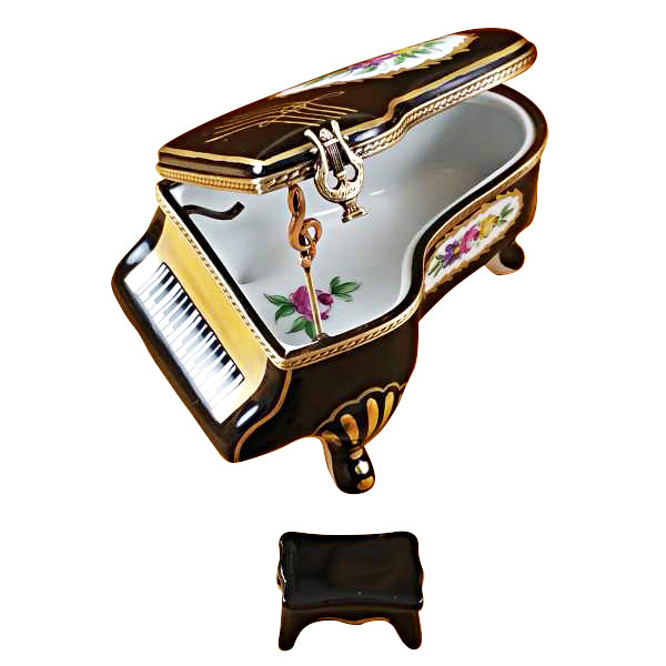 Load image into Gallery viewer, Rochard "Grand Piano Floral with Porcelain Bench" Limoges Box