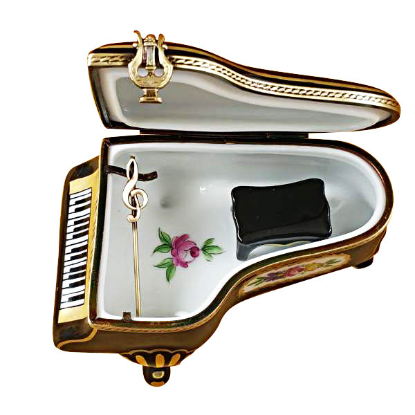 Load image into Gallery viewer, Rochard "Grand Piano Floral with Porcelain Bench" Limoges Box