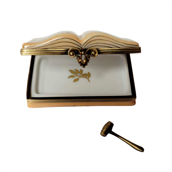 Load image into Gallery viewer, Rochard "Open Law Book with Removable Brass Gavel" Limoges Box