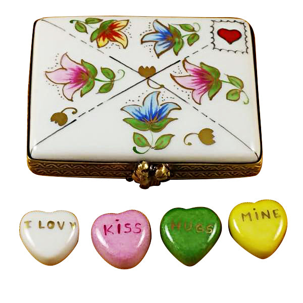 Load image into Gallery viewer, Rochard "Envelope with Conversation Hearts" Limoges Box
