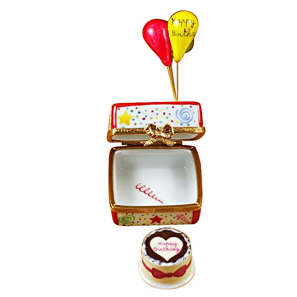Load image into Gallery viewer, Rochard "Birthday Cake with Balloons and Confetti" Limoges Box