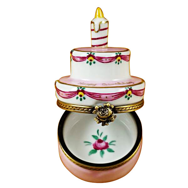 Load image into Gallery viewer, Rochard "Pink Birthday Cake with Candle" Limoges Box