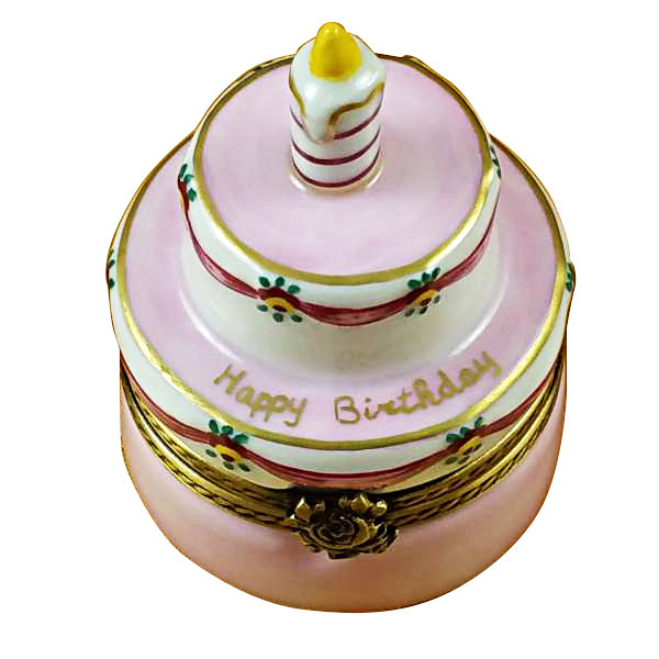 Load image into Gallery viewer, Rochard "Pink Birthday Cake with Candle" Limoges Box