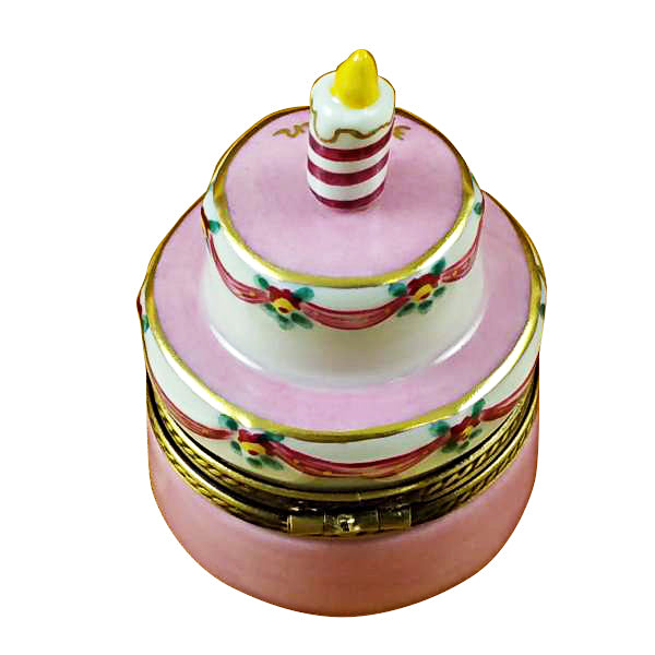 Load image into Gallery viewer, Rochard "Pink Birthday Cake with Candle - "39 AGAIN"" Limoges Box