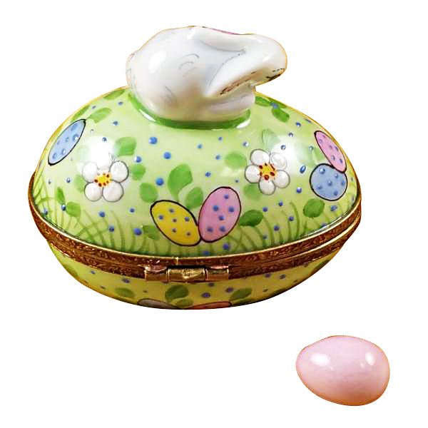Load image into Gallery viewer, Rochard "Rabbit on Easter Egg with Removable Egg" Limoges Box