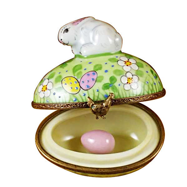 Load image into Gallery viewer, Rochard "Rabbit on Easter Egg with Removable Egg" Limoges Box