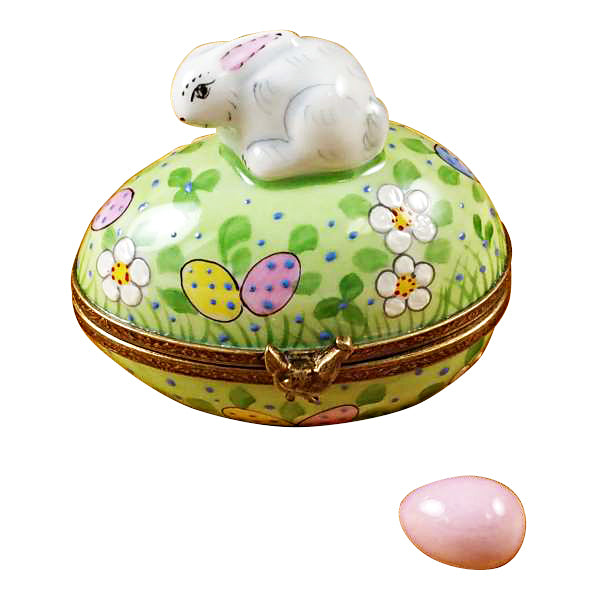 Load image into Gallery viewer, Rochard "Rabbit on Easter Egg with Removable Egg" Limoges Box