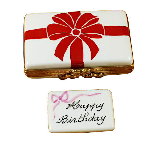 Load image into Gallery viewer, Rochard "Gift Box with Red Bow - Happy Birthday" Limoges Box