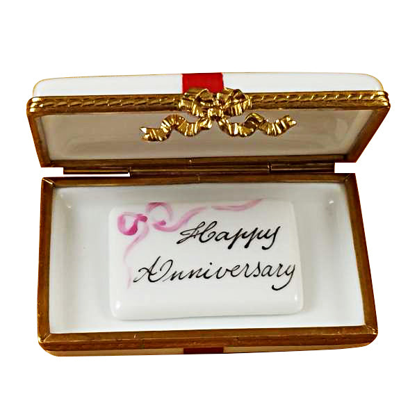Load image into Gallery viewer, Rochard "Gift Box with Red Bow - Happy Anniversary" Limoges Box