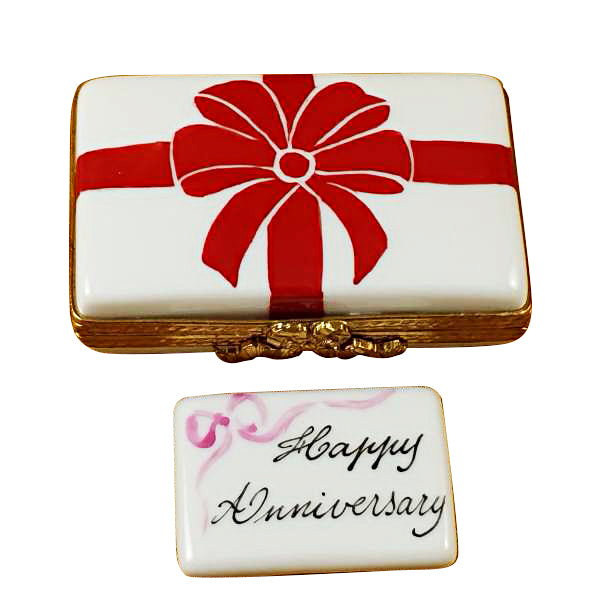 Load image into Gallery viewer, Rochard "Gift Box with Red Bow - Happy Anniversary" Limoges Box