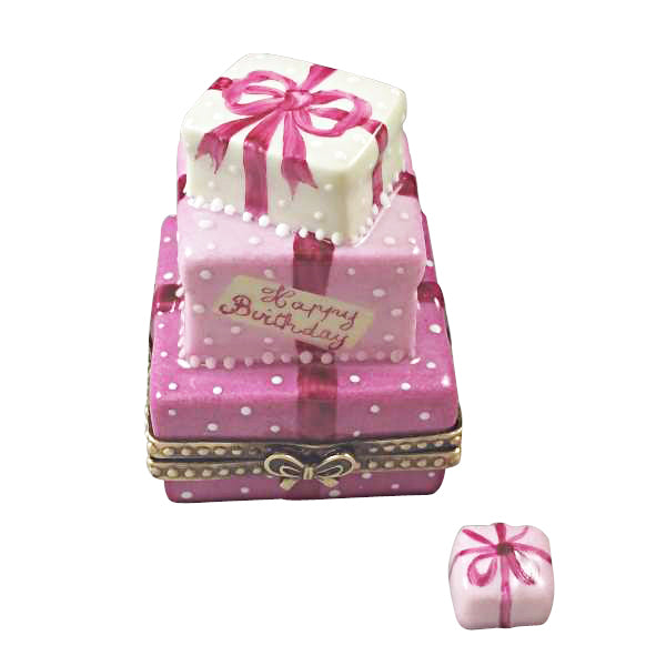 Load image into Gallery viewer, Rochard "Pink Birthday Cake with Present" Limoges Box