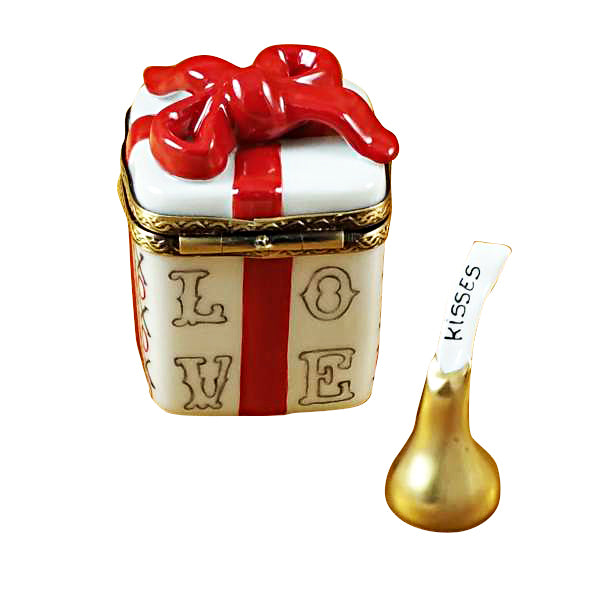 Load image into Gallery viewer, Rochard "Love Gift box with XO/XO & Removable Kiss" Limoges Box