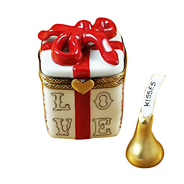 Load image into Gallery viewer, Rochard "Love Gift box with XO/XO & Removable Kiss" Limoges Box