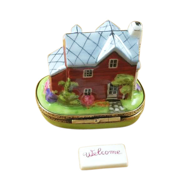 Load image into Gallery viewer, Rochard "House/Cottage with Welcome Plaque" Limoges Box