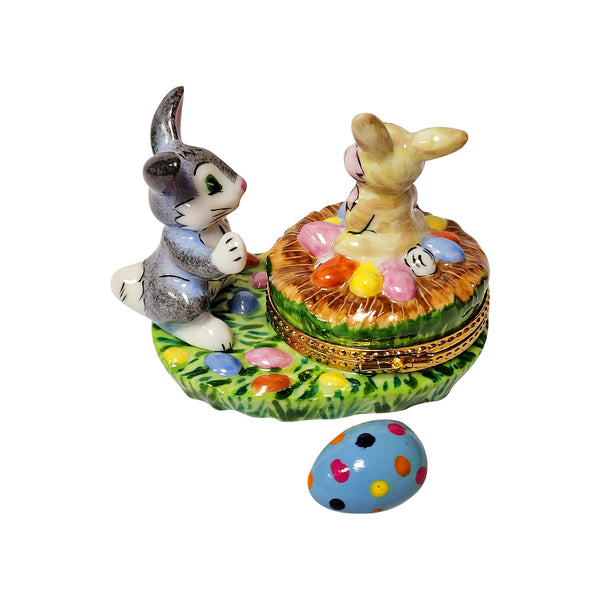 Load image into Gallery viewer, Rochard "Easter Bunnies with Eggs" Limoges Box