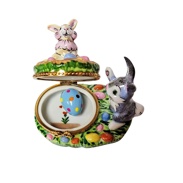 Load image into Gallery viewer, Rochard "Easter Bunnies with Eggs" Limoges Box