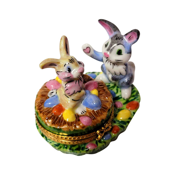Load image into Gallery viewer, Rochard "Easter Bunnies with Eggs" Limoges Box