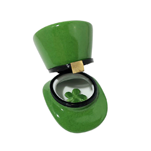 Load image into Gallery viewer, Rochard "Leprechaun Hat with a Removable Four Leaf Clover" Limoges Box