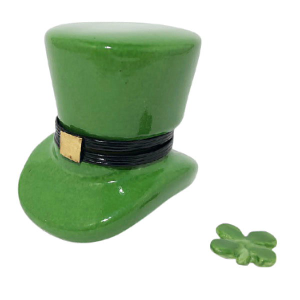Load image into Gallery viewer, Rochard "Leprechaun Hat with a Removable Four Leaf Clover" Limoges Box