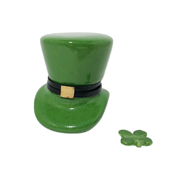 Load image into Gallery viewer, Rochard "Leprechaun Hat with a Removable Four Leaf Clover" Limoges Box